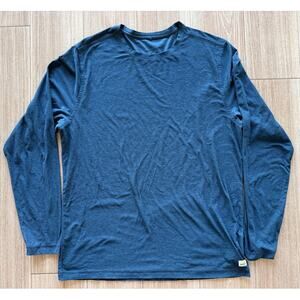 Vuori Size L Dark Blue Heather Long Sleeve Performance Crew Neck Shirt